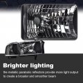 Pit66 Headlights For 1994-2002 Dodge Ram 1500 2500 3500 Headlamps Assembly Clear Lens Black Housing Reflector