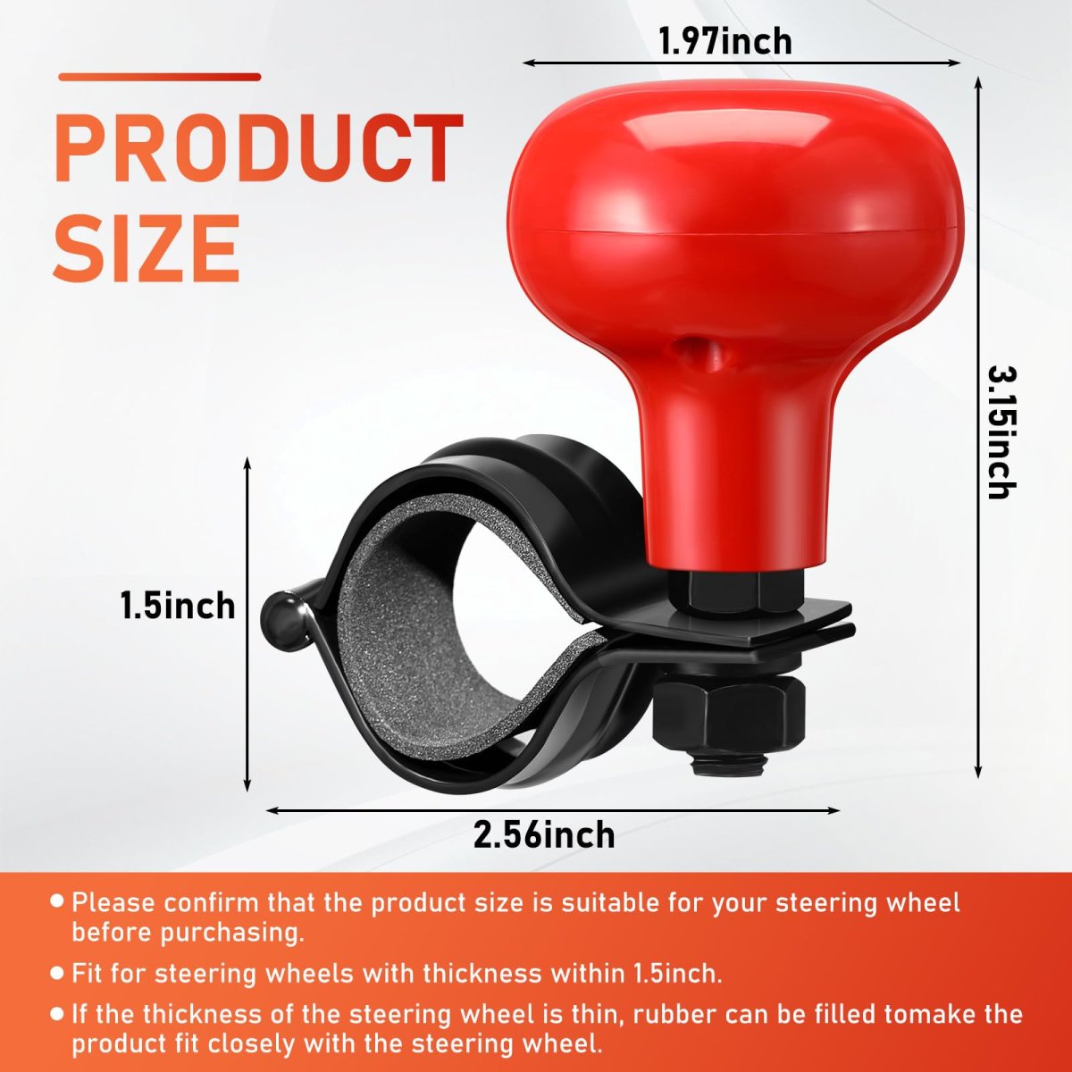 Steering Wheel Knob Spinner 2 Pack 360 Rotation Suicide Knobs For Cars Trucks Tractors Boats Red Metal Clamp Assist One Hand