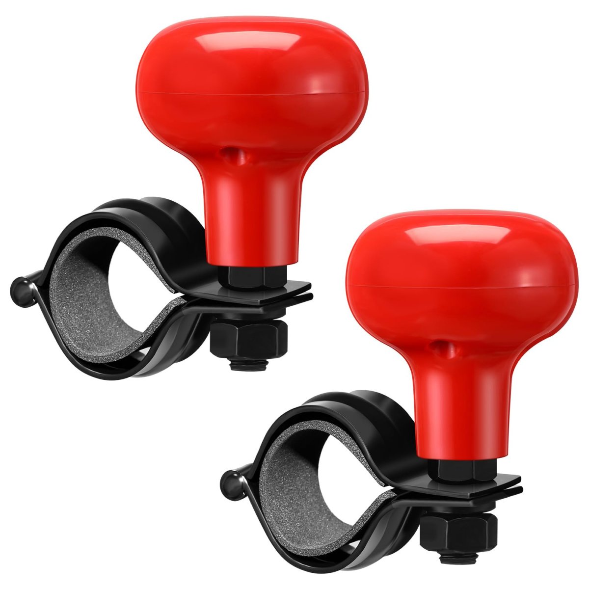Steering Wheel Knob Spinner 2 Pack 360 Rotation Suicide Knobs For Cars Trucks Tractors Boats Red Metal Clamp Assist One Hand