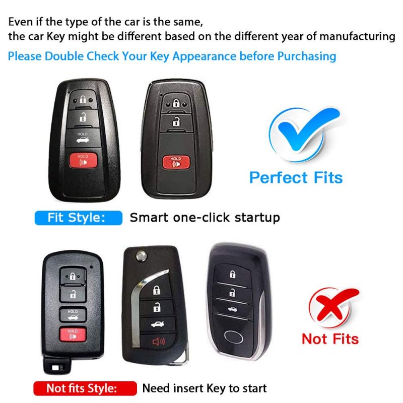 Toyota Key Fob Cover With Keychain For Rav4 Camry Corolla Avalon 4runner C Hr Prius Premium Tpu Protective Case Style 2 Blue