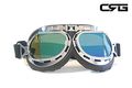 Crg Sports Vintage Aviator Pilot Style Motorcycle Cruiser Scooter Goggle T08 T08srd Multi-color Lens Silver Frame Dark 