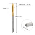4pcs 8-32 Unc B2 Spiral Point Thread Tap Screw Threading Tapping Tool Titanium Coated 6542 High Speed Steel Machine Taps Bit