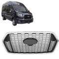 Front Bumper Grille Upper Matte Black With Chrome Frame Honeycomb Style Replacement For Transit T150 T250 T350 2020-2022 