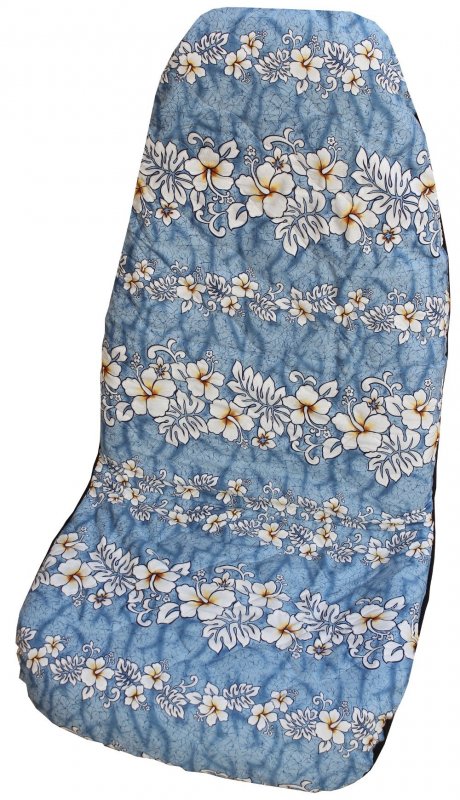Winnie Fashion Light Blue Hibiscus Wave Hawaiian Car Seat Cover Side Airbag Compatible Made In Hawaii