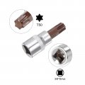 Uxcell T50 Torx Bit Socket 3 8 Square Drive Cr-v Sockets S2 Steel Bits 1 89 Length With Hex Shank Power Drill Adapter
