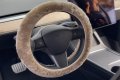 Natural Sheepskin Steering Wheel Cover For Women And Men 100 Genuine Wool Furry 15a Universal Fit Covers With Elastic Piping On 