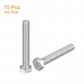 Uxcell 5 16-18x2 Hex Head Bolts 15pcs 304 Stainless Steel Hexagon Bolt Fully Thread Machine Screw