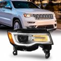 Akkon -fit 2017-2021 Jeep Grand Cherokee Hid Xenon Chrome Bezel Headlight Passenger W Auto Leveling Led Running Signal 