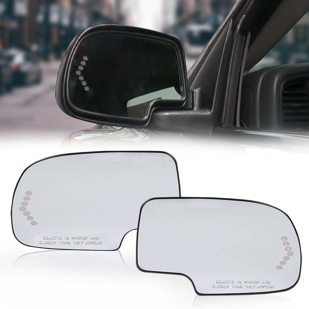 Heated Mirror Glass W Led Turn Signal Fit Chevy Silverado Gmc Sierra 2003-2007 Suburban Tahoe Avalanche 2003-2006 Left Right
