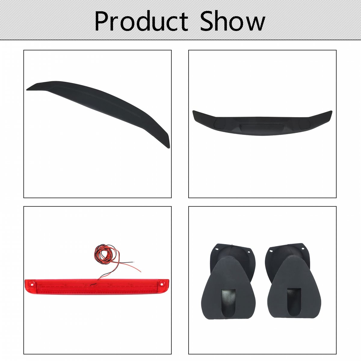 52 In Universal 2 Pedestal Trunk Spoiler Wing Matte Black Abs Plastic Rear Tail Fin For Cars Screw Installation