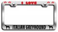I Love Italian Greyhound Dogs Chrome Metal License Plate Frame Heavy Duty Stainless Steel Tag Holder For Us And Canada Vehicles 