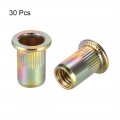 Uxcell M8 Carbon Steel Rivet Nuts Flat Head Insert Yellow Zinc Plated 30 Pcs