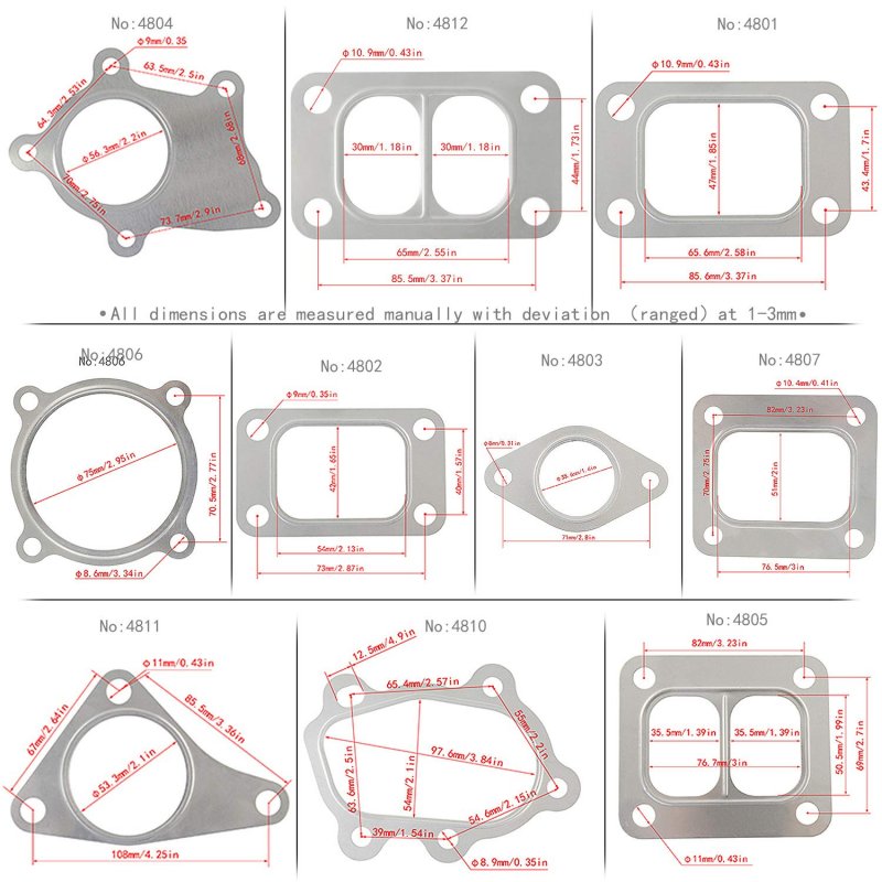 Ptnhz 5 Pcs Stainless Steel Turbo Turbine Inlet Manifold Gasket For T3 T34 T35 T38 Gt35 Gt35r