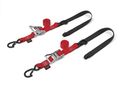 Powertye 1 5in X 7ft Ratchet Tie-downs With Latch Hooks And Soft-tye 000 Lb Working Load Limit 3 Breaking Strength - Red Pair 
