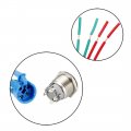 Uxcell Latching Metal Push Button Switch 19mm Mounting Dia 1no 12v Blue Led Light With Socket Plug Wires