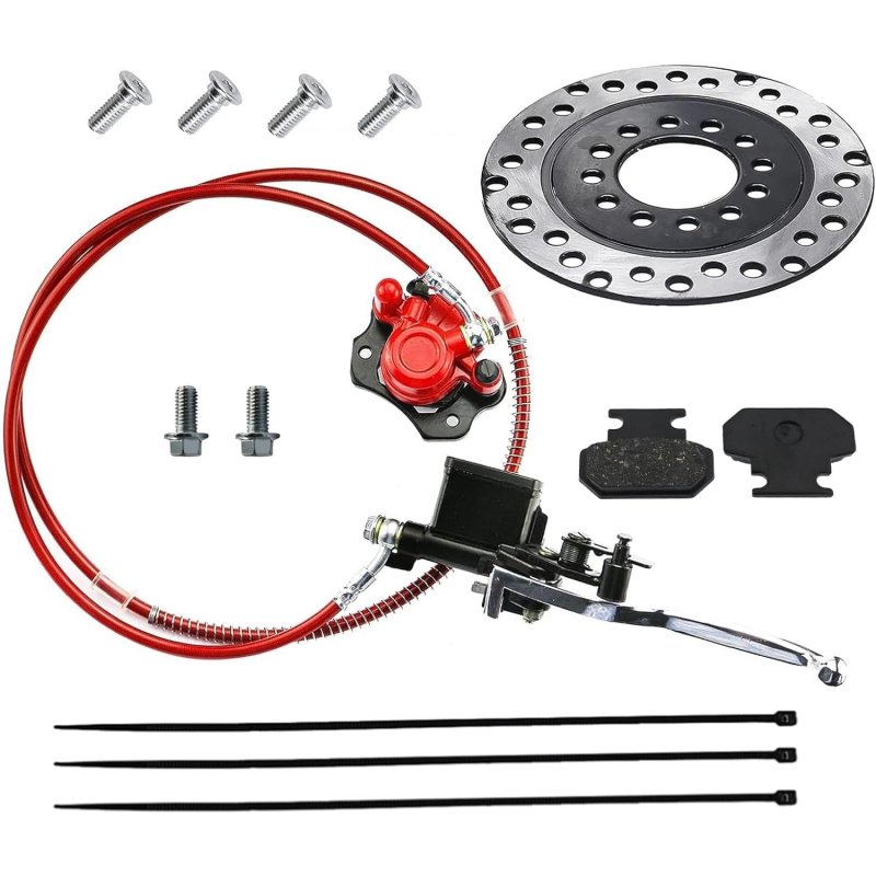 Rear Hydraulic Disc Brake Kit For 50cc 70cc 90cc 110cc 125cc Mini Atv Quad Bike Buggy Red With Master Cylinder Caliper Rotor