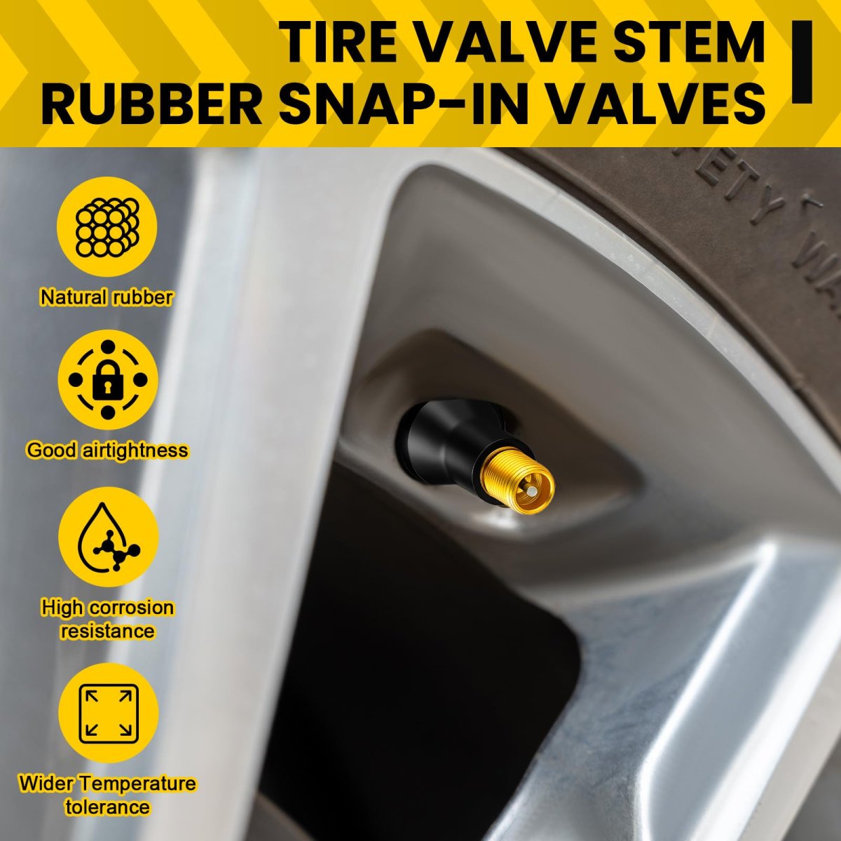 Tallew 400 Pieces Tr413 Valve Stems Tubeless Bulk Rubber Snap-in For 0 453 Inch Rim Holes Black Standard Length Replacement