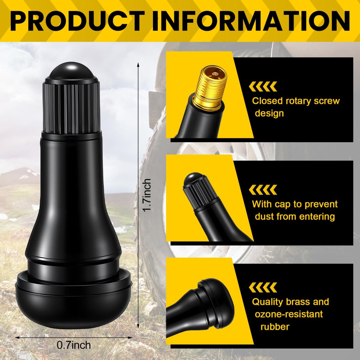 Tallew 400 Pieces Tr413 Valve Stems Tubeless Bulk Rubber Snap-in For 0 453 Inch Rim Holes Black Standard Length Replacement