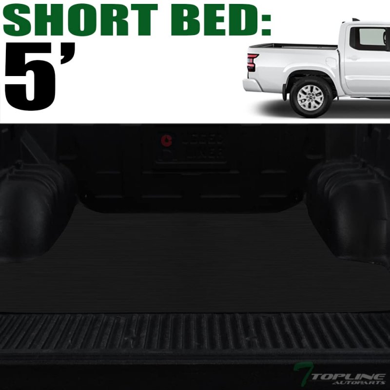 Tlaps 7422439639676 For 2022-2023 Frontier 5 Feet 60 Short Bed Black Rubber Horizontal Line Truck Mat