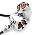 Krator 2pc Chrome Heavy Duty Motorcycle Turn Signals Warplane Propeller Engine Blinkers