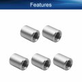 Yinpecly 5pcs M8x15mm Round Connector Nuts 304 Stainless Steel Threaded Sleeve Rod Bar Stud Tube For Camera Pan Lamp Bracket