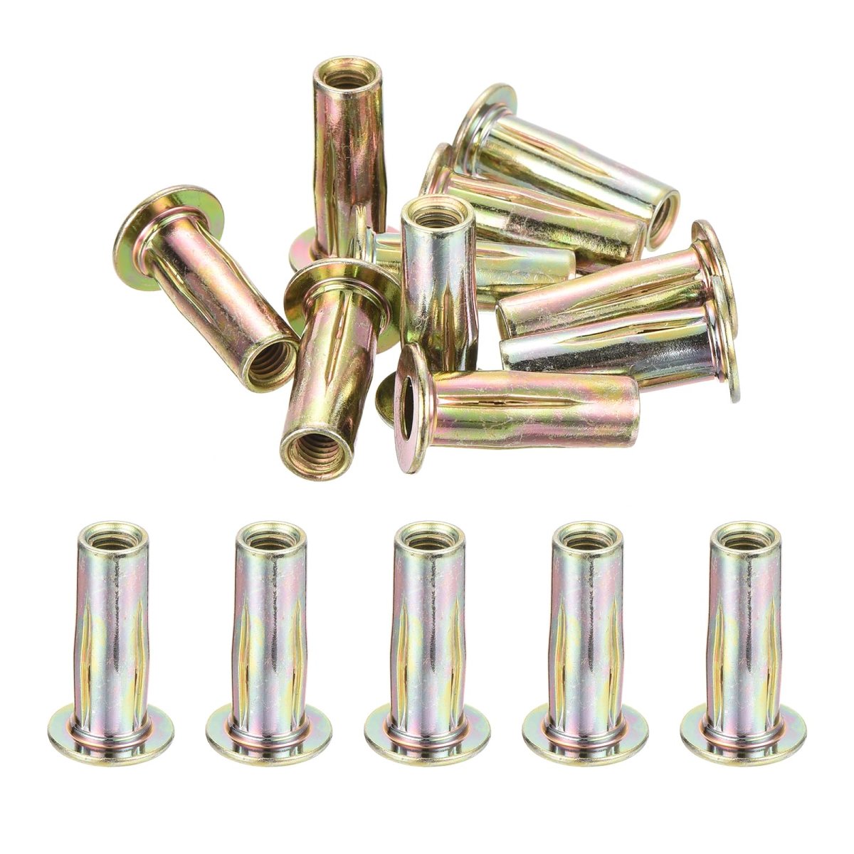 50pcs Multi-grip Rivet Nut M5 Flat Head Carbon Steel Pre-bulbed Shank Threaded Insert With Zinc Plated Finish