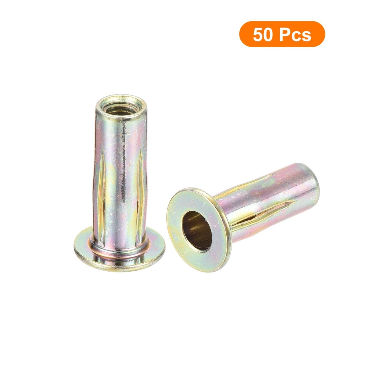 50pcs Multi-grip Rivet Nut M5 Flat Head Carbon Steel Pre-bulbed Shank Threaded Insert With Zinc Plated Finish