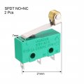 Uxcell 2pcs Kw4-3z-3 Micro Limit Switch Spdt No Nc 3 Terminals Momentary Hinge Roller Lever Green