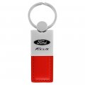 Au-tomotive Gold Inc Officially Licensed Red Duo Leather Chrome Key Fob For Ford Focus