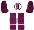 Dark Hot Pink Zebra Tiger Animal Print Front Rear Seat Carpet Floor Mats W Car Truck Suv Universal-fit Bucket Covers Steering