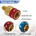 1 Set R1234yf High Low Pressure Side Quick Connector Adapter Adjustable Kit Gauge Hose