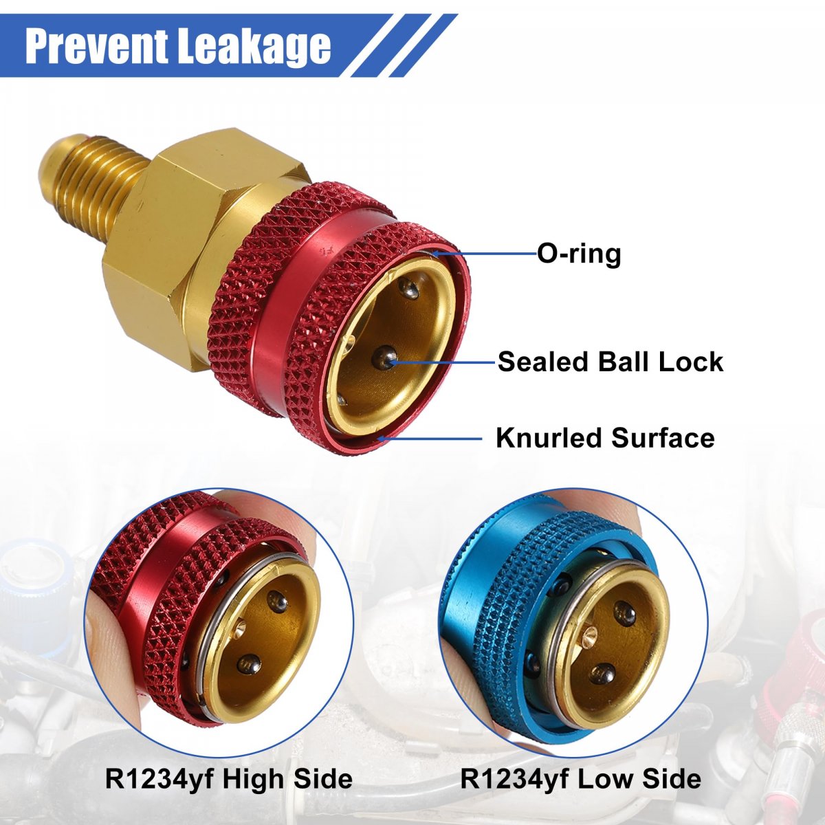 1 Set R1234yf High Low Pressure Side Quick Connector Adapter Adjustable Kit Gauge Hose