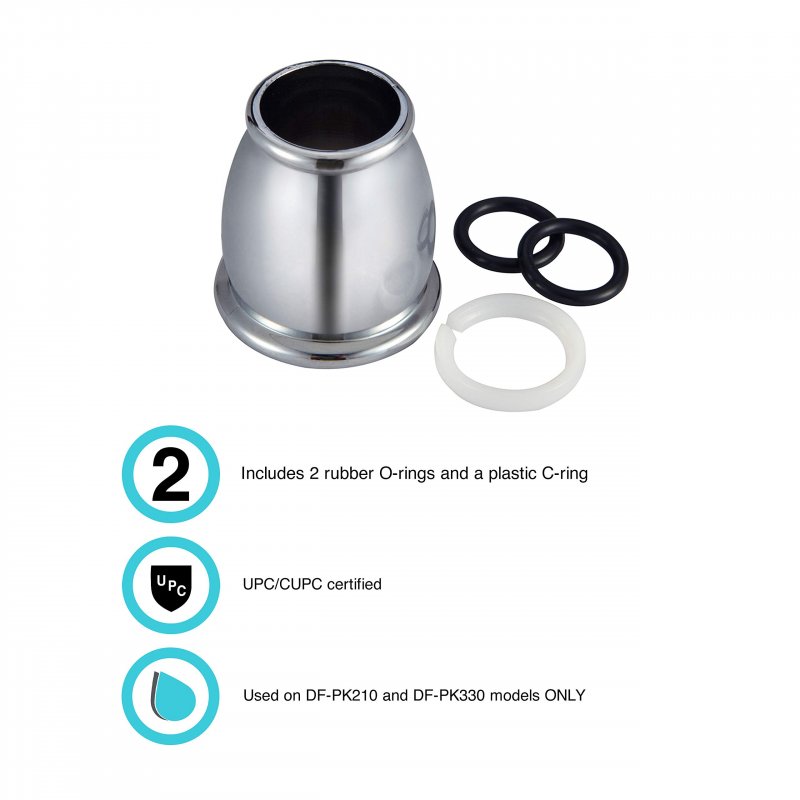 Dura Faucet Df-rk500-cp Rv Bell Style Spout Nut And Rings Replacement Kit For Kitchen Faucets Chrome Polished