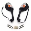 Httmt- Black Clear Integrated Classic Turn Signal Mirrors Compatible With 2006-2015 Suzuk Gsx-r 600 750 2001-2015 1000