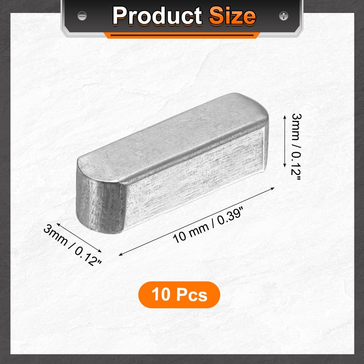 10 Pcs Round Ended Feather Key 3 X 3 10mm Carbon Steel Parallel Drive Shaft Stock Machine Keyway For Type Fastening Connection