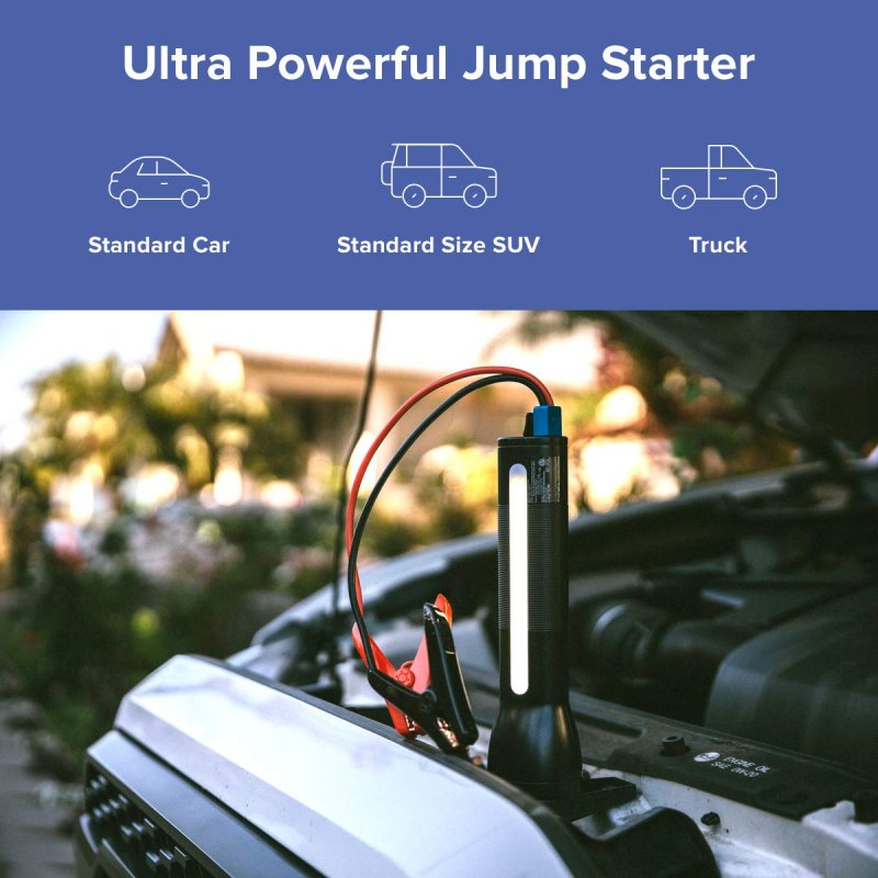 Halo Bolt Flashlight Rechargeable Lithium With Car Jump Starter And Phone Charger Led Usb Port To Devices Portable Black