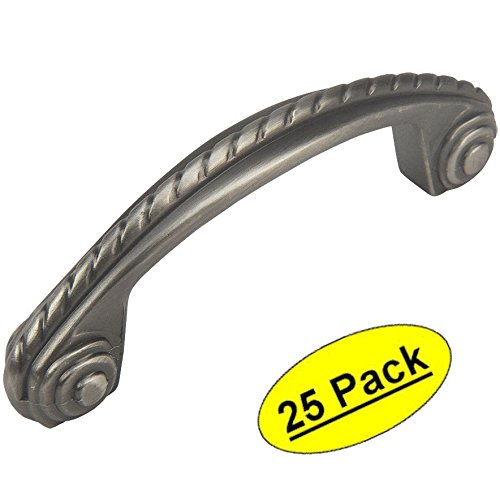 Cosmas 4114as Antique Silver Rope Scroll Cabinet Hardware Handle Pull 3 Inch 76mm Hole Centers 25 Pack