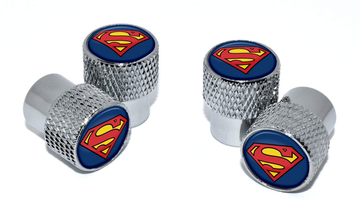 Dc Comics Superman Bright Chrome Knurling Aluminum Tire Valve Stem Caps Universal Fit For Cars Bikes Trucks Rvs Motorcycles