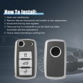 X Autohaux Tpu 3 Button Car Key Fob Case Cover For Volkswagen Skoda Seatless Remote Key Protector Silver Tone Black