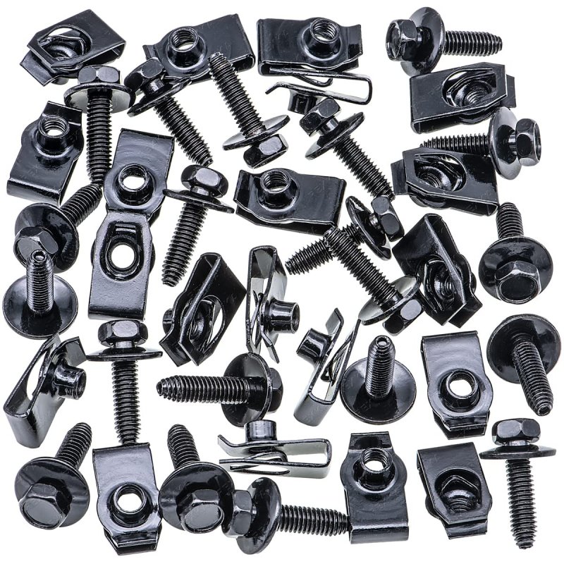 M6 1 0 Extruded U Nuts And Body Bolts Kit 20 Piece Set For Gm Ford Chrysler Chevy Buick Cadillac Fender Bumper Radiator Hood