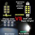 Wljh 10pcs 36mm Festoon Led 3030 Chipsets De3425 3021 6418 Canbus Blub For Car Interior Dome Reading Map License Plate Door