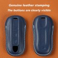 Leather Key Fob Cover For Porsche Panamera Cayenne 2020 2021 3 Button Smart Remote Shell With Keychain Blue In X 2 0 6