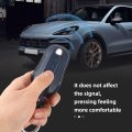Leather Key Fob Cover For Porsche Panamera Cayenne 2020 2021 3 Button Smart Remote Shell With Keychain Blue In X 2 0 6