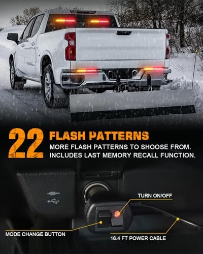 Xridonsen 2x 10 7 Inch Amber Red Emergency Lights 24 Led Warning Flashing Safety Dash Side Window Front Rear Windshield Strobe
