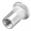 Uxcell 8-32 Rivet Nuts Aluminium Alloy Knurled Flat Head Threaded Insert Nut Silver 25pcs