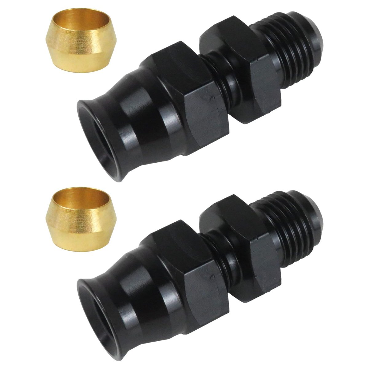 2 Pcs 6an Compression Fitting For 5 16 In Hardline Aluminum Brass Ferrule 37 Degrees Seal Fuel Line Adapter 9 18 Unf Thread