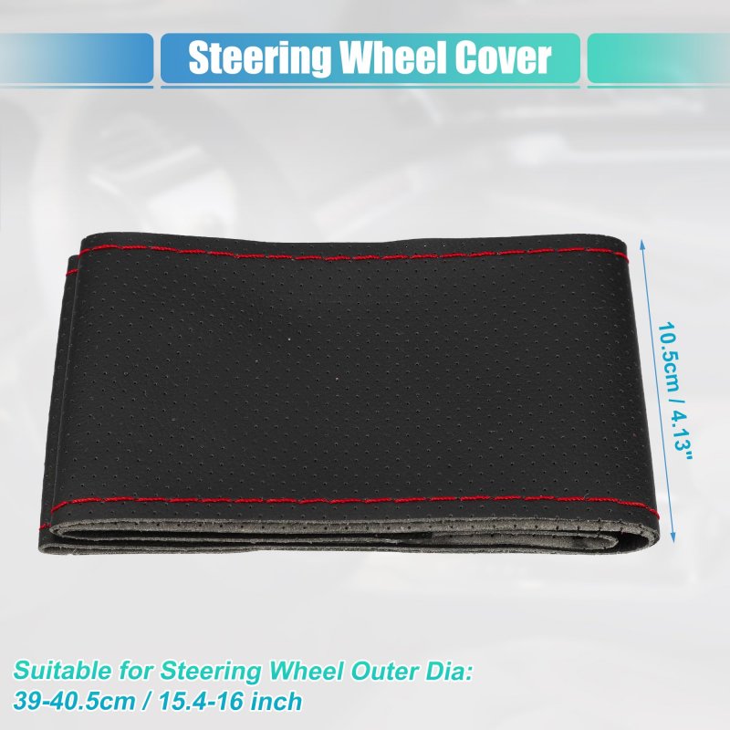 Hand Sewn Steering Wheel Cover Stitch With Needle And Thread Universal Fit 15 4-16 Inch 39-40 5cm Diameter For Car Suv