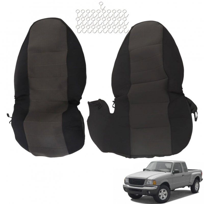 Front High Back Seat Covers For 1998 1999 2000 2001 2002 2003 Ranger Black And Dark Gray 60 40 Splicing Custom Fit Cotton Blend