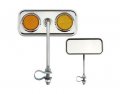 Bicycle Rectangle Mirrors Chrome Amber Reflectors 2 Pack Convex Handlebar Mount Bike 