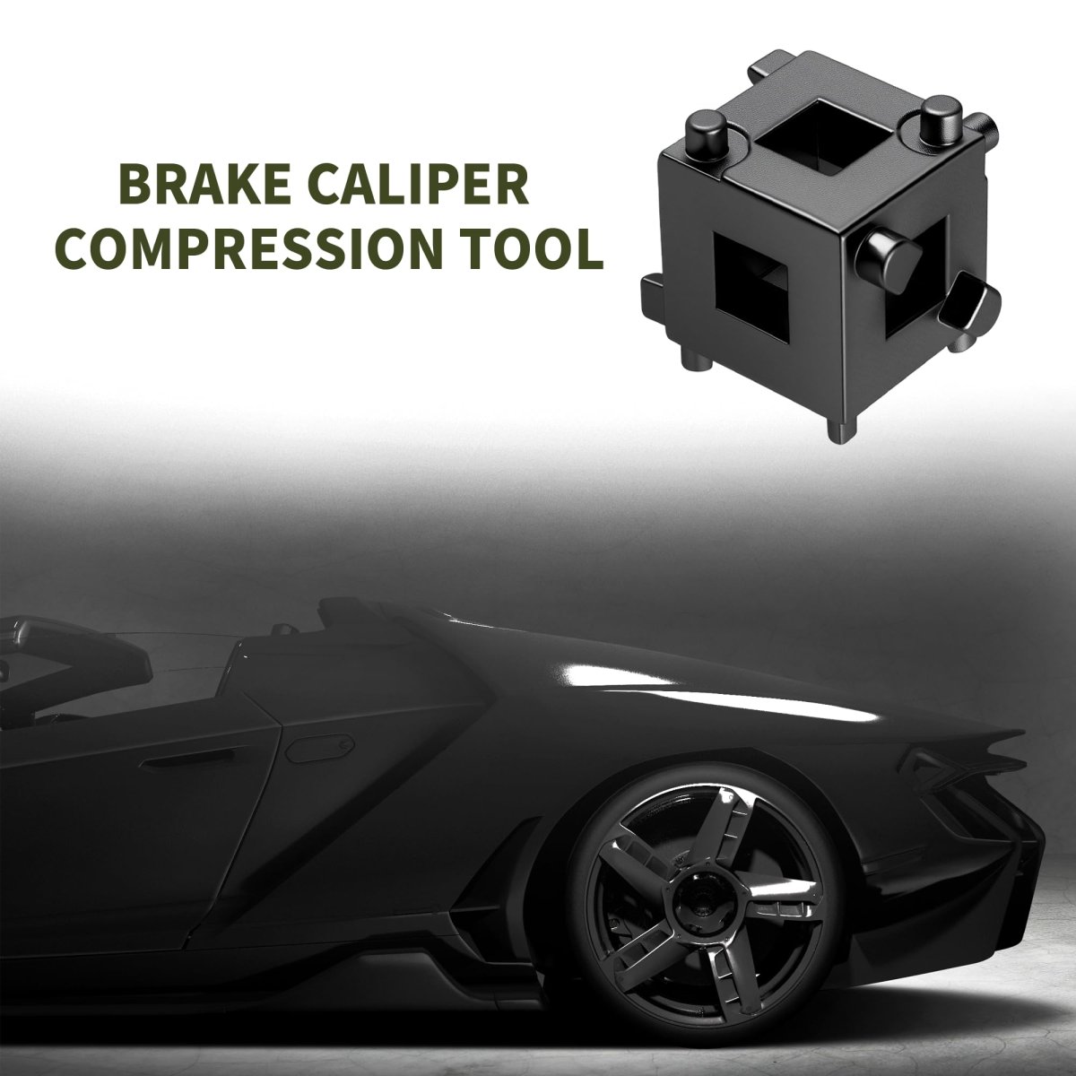 Brake Caliper Compression Tool With 3 8 In Square Drive 6 Sided Piston For Discs Steel Rear Brake Reset Black